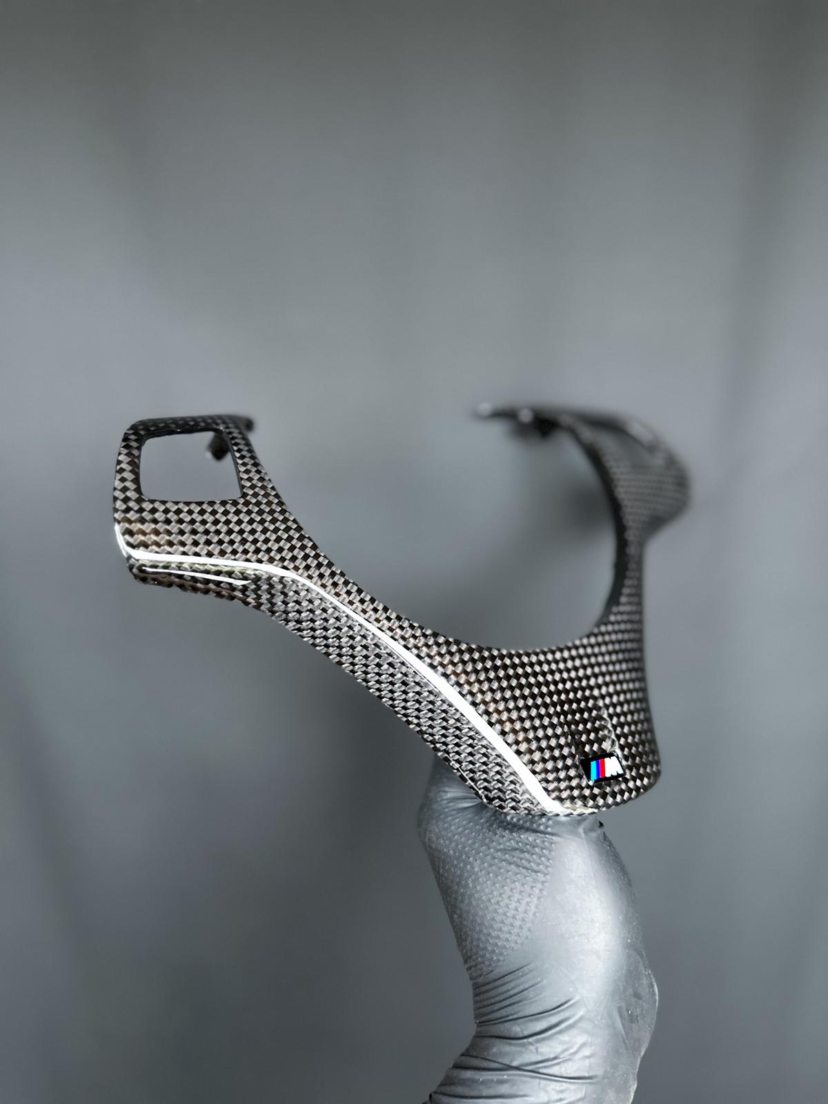 BMW E9X/E8X/M3/1M Carbon Fiber Steering Wheel Trim Cover